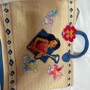 Disney Blue and Cream Tote Bag with Floral Accents